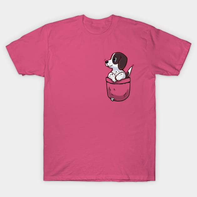 Pocket Cute Pointer Dog T-Shirt by TechraPockets